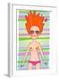 Red-Haired Pretty Girl Lies on the Towel-smilewithjul-Framed Art Print