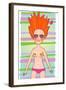 Red-Haired Pretty Girl Lies on the Towel-smilewithjul-Framed Art Print