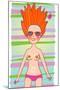 Red-Haired Pretty Girl Lies on the Towel-smilewithjul-Mounted Art Print