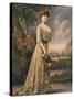 Red Haired Woman Modeling Pale Green, Gold Embroidered Robe Designed by Beer-Felix-Stretched Canvas