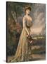 Red Haired Woman Modeling Pale Green, Gold Embroidered Robe Designed by Beer-Felix-Stretched Canvas