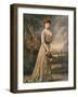 Red Haired Woman Modeling Pale Green, Gold Embroidered Robe Designed by Beer-Felix-Framed Photographic Print