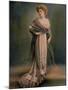 Red Haired Woman Modeling White, Rose and Blue Gray Chiffon Robe Designed by Beer-Reutlinger-Mounted Photographic Print