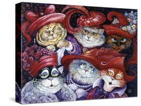 Red Hat Cats-Bill Bell-Stretched Canvas