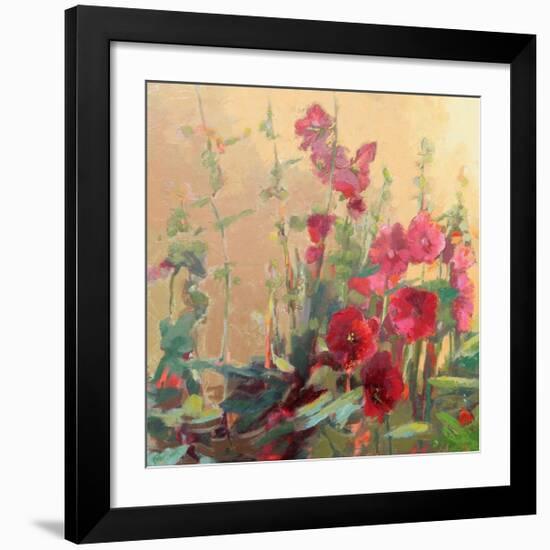 Red Haven Hollyhocks-Beth A^ Forst-Framed Art Print