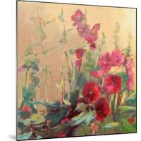 Red Haven Hollyhocks-Beth A^ Forst-Mounted Art Print