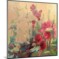 Red Haven Hollyhocks-Beth A^ Forst-Mounted Art Print