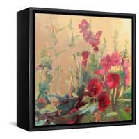 Red Haven Hollyhocks-Beth A^ Forst-Framed Stretched Canvas