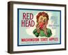 Red Head Apple Label - Wenatchee, WA-Lantern Press-Framed Art Print