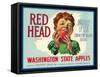 Red Head Apple Label - Wenatchee, WA-Lantern Press-Framed Stretched Canvas