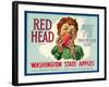 Red Head Apple Label - Wenatchee, WA-Lantern Press-Framed Art Print