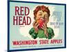 Red Head Apple Label - Wenatchee, WA-Lantern Press-Mounted Art Print