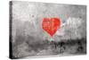 Red Heart Graffiti Over Grunge Cement Wall-Billyfoto-Stretched Canvas