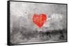 Red Heart Graffiti Over Grunge Cement Wall-Billyfoto-Framed Stretched Canvas