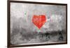 Red Heart Graffiti Over Grunge Cement Wall-Billyfoto-Framed Art Print