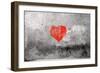 Red Heart Graffiti Over Grunge Cement Wall-Billyfoto-Framed Art Print