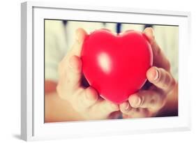 Red Heart Held by a Female Doctor. close Up.-B-D-S-Framed Photographic Print