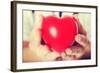 Red Heart Held by a Female Doctor. close Up.-B-D-S-Framed Photographic Print