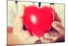 Red Heart Held by a Female Doctor. close Up.-B-D-S-Mounted Photographic Print
