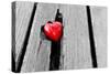 Red Heart in Crack of Wooden Plank, Symbol of Love, Valentine's Day-Michal Bednarek-Stretched Canvas