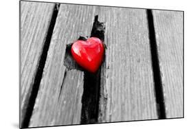 Red Heart in Crack of Wooden Plank, Symbol of Love, Valentine's Day-Michal Bednarek-Mounted Photographic Print