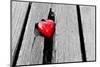 Red Heart in Crack of Wooden Plank, Symbol of Love, Valentine's Day-Michal Bednarek-Mounted Photographic Print