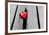 Red Heart in Crack of Wooden Plank, Symbol of Love, Valentine's Day-Michal Bednarek-Framed Photographic Print