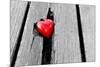 Red Heart in Crack of Wooden Plank, Symbol of Love, Valentine's Day-Michal Bednarek-Mounted Photographic Print