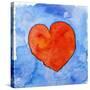 Red Heart on Blue, 2011-Jennifer Abbott-Stretched Canvas