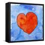 Red Heart on Blue, 2011-Jennifer Abbott-Framed Stretched Canvas