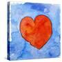 Red Heart on Blue, 2011-Jennifer Abbott-Stretched Canvas