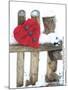 Red Heart on Old Fence, Winter, Snow-Andrea Haase-Mounted Photographic Print