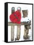 Red Heart on Old Fence, Winter, Snow-Andrea Haase-Framed Stretched Canvas