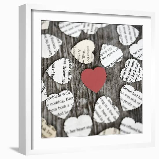 Red Heart with Heart Book Pages-Tom Quartermaine-Framed Giclee Print