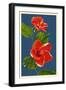 Red Hibiscus-Lantern Press-Framed Art Print