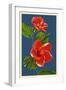 Red Hibiscus-Lantern Press-Framed Art Print