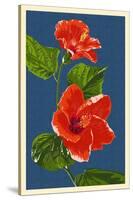 Red Hibiscus-Lantern Press-Stretched Canvas