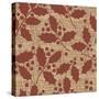 Red Holly Branches Burlap-Joanne Paynter Design-Stretched Canvas