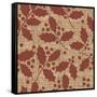 Red Holly Branches Burlap-Joanne Paynter Design-Framed Stretched Canvas