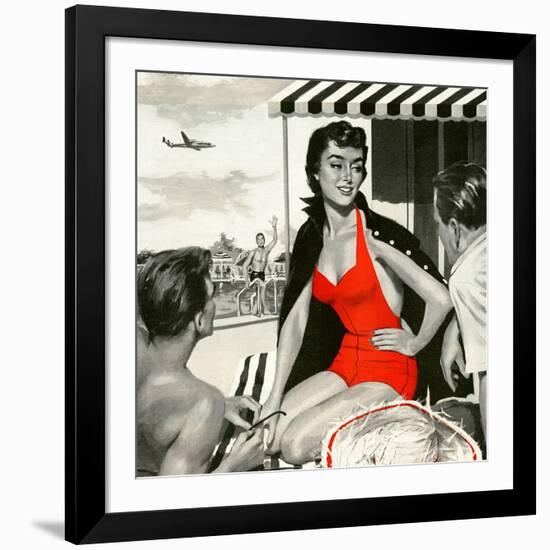 Red Hot Woman  - Saturday Evening Post "Leading Ladies", May 22, 1954 pg.83-Artist Unkown-Framed Giclee Print