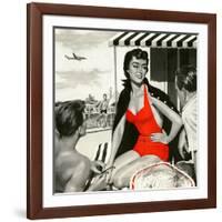 Red Hot Woman  - Saturday Evening Post "Leading Ladies", May 22, 1954 pg.83-Artist Unkown-Framed Giclee Print