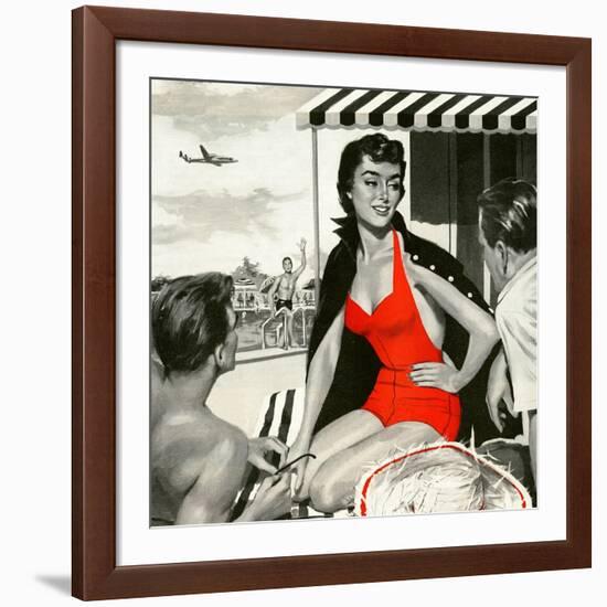 Red Hot Woman  - Saturday Evening Post "Leading Ladies", May 22, 1954 pg.83-Artist Unkown-Framed Giclee Print