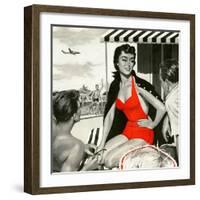 Red Hot Woman  - Saturday Evening Post "Leading Ladies", May 22, 1954 pg.83-Artist Unkown-Framed Giclee Print