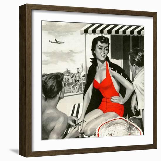 Red Hot Woman  - Saturday Evening Post "Leading Ladies", May 22, 1954 pg.83-Artist Unkown-Framed Giclee Print