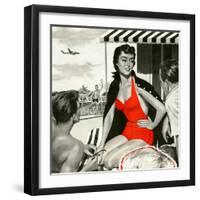 Red Hot Woman  - Saturday Evening Post "Leading Ladies", May 22, 1954 pg.83-Artist Unkown-Framed Giclee Print