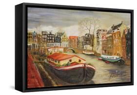 Red House Boat, Amsterdam, 1999-Antonia Myatt-Framed Stretched Canvas