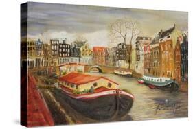 Red House Boat, Amsterdam, 1999-Antonia Myatt-Stretched Canvas