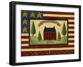 Red House with Flag Border-Debbie McMaster-Framed Giclee Print