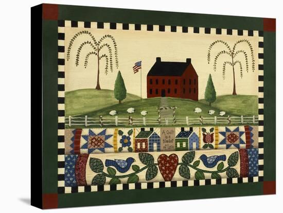 Red House with Quilts-Debbie McMaster-Stretched Canvas