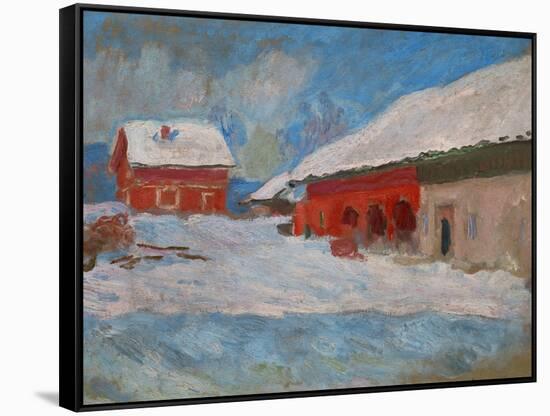 Red Houses at Bjoernegaard, Norway, 1895-Claude Monet-Framed Stretched Canvas